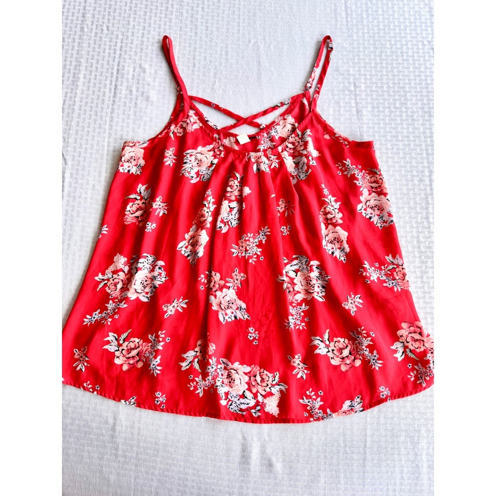 Torrid Red Floral Strappy Back Cami Tank Top Plus Size 3X Rose Print Boho Flowy